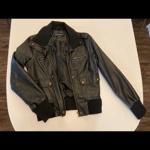 Black Vegan Leather Bomber